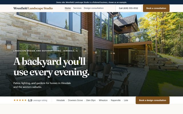 Example website for a landscape design company